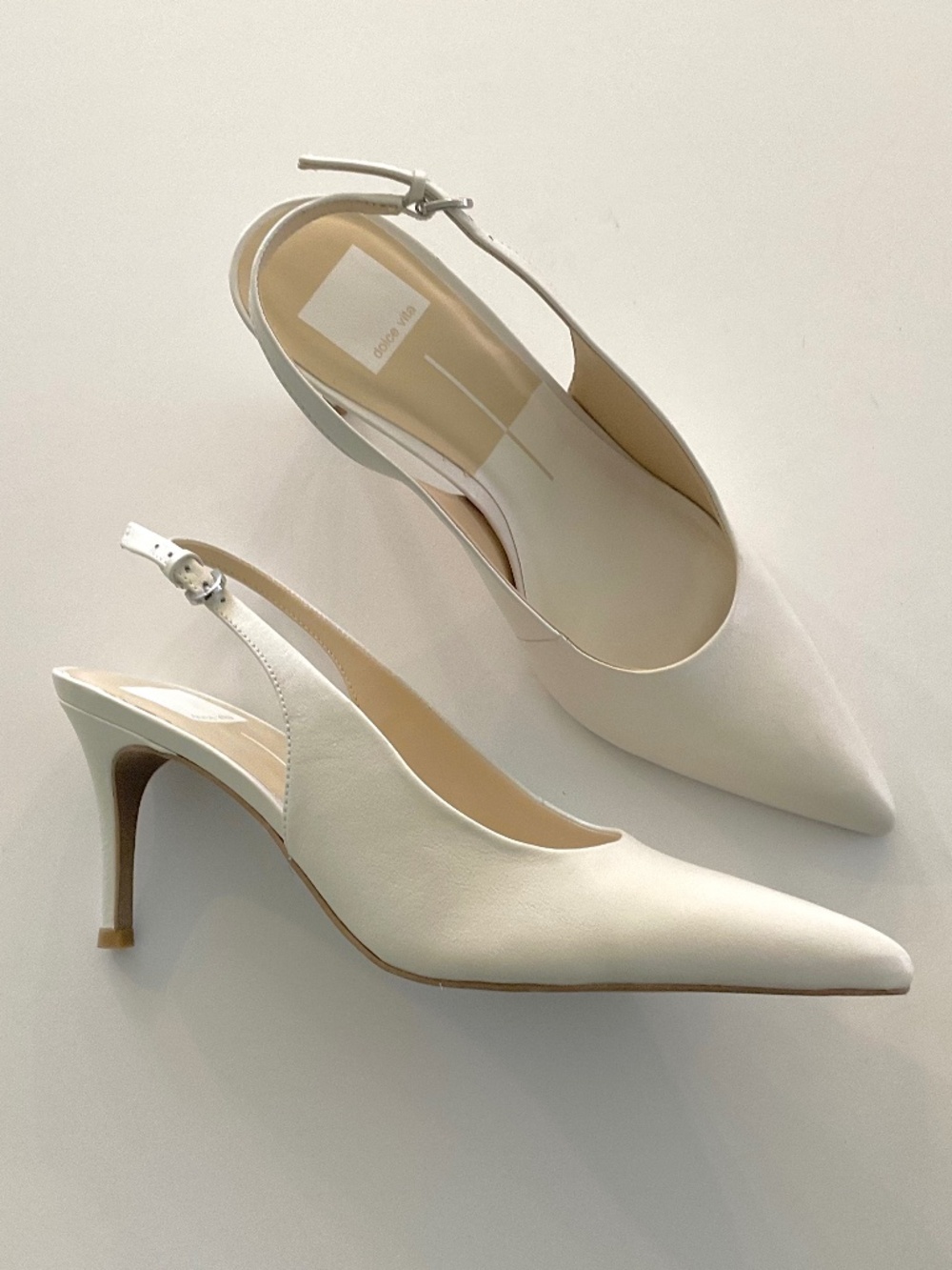 DOLCE VITA Elasi Slingback Heels White Leather Size 8 NEW